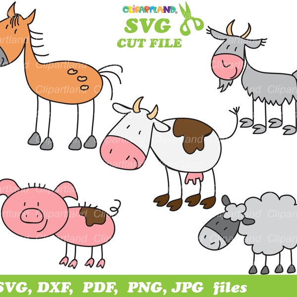 INSTANT Download. Stick figure farm animals svg cut files and clip art. Sfa_1. Personal and commercial use.