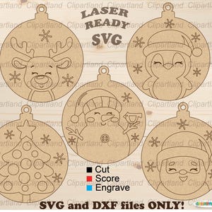 Descarga INMEDIATA. Kit de pintura SVG. Adorno navideño vintage de madera contrachapada, paquete para pintar. Archivo de corte SVG para láser. O_5.