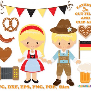 Descarga instantánea. Lindos niños Oktoberfest svg archivo cortado y clip art. ¡Se incluye licencia comercial! O_1.