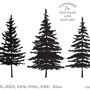 Téléchargement instantané. Silhouette de sapin de Noël svg, fichiers de coupe dxf et clipart. L'utilisation personnelle et commerciale est incluse ! C_6.