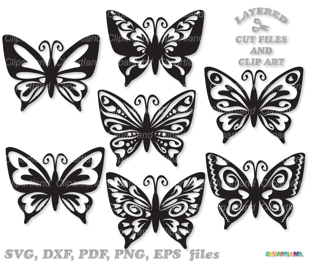 INSTANT Download. Butterfly Silhouette Cut Files and Clip Art ...