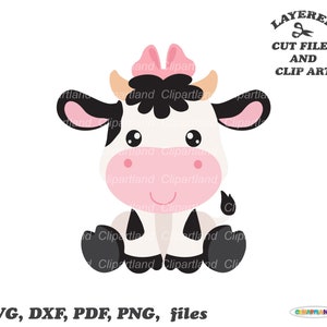 Download instantâneo. Arquivos de corte e clipart de vaca sentada fofa. Uso pessoal e comercial. C_11.