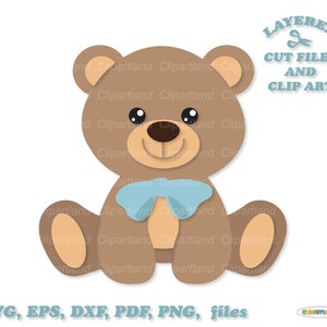 INSTANT Download. Sitting teddy bear boy cut files and clip art. B_7. Personal and commercial use.