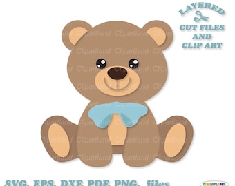 INSTANT Download. Sitting teddy bear boy cut files and clip art. B_7. Personal and commercial use.