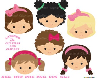 Girl Hairstyles Clipart, Faces SVG Cut Files (Digital Download)
