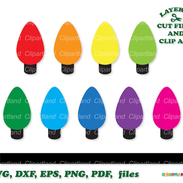 INSTANT Download.  Christmas light bulbs ornaments svg cut files. Personal and commercial use. Clb_2.