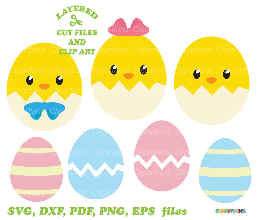INSTANT Download. Cute Easter Chicks and Eggs Svg Cut File and Clip Art.  Personal and Commercial Use. C_38. - Etsy, image size:1080x923
