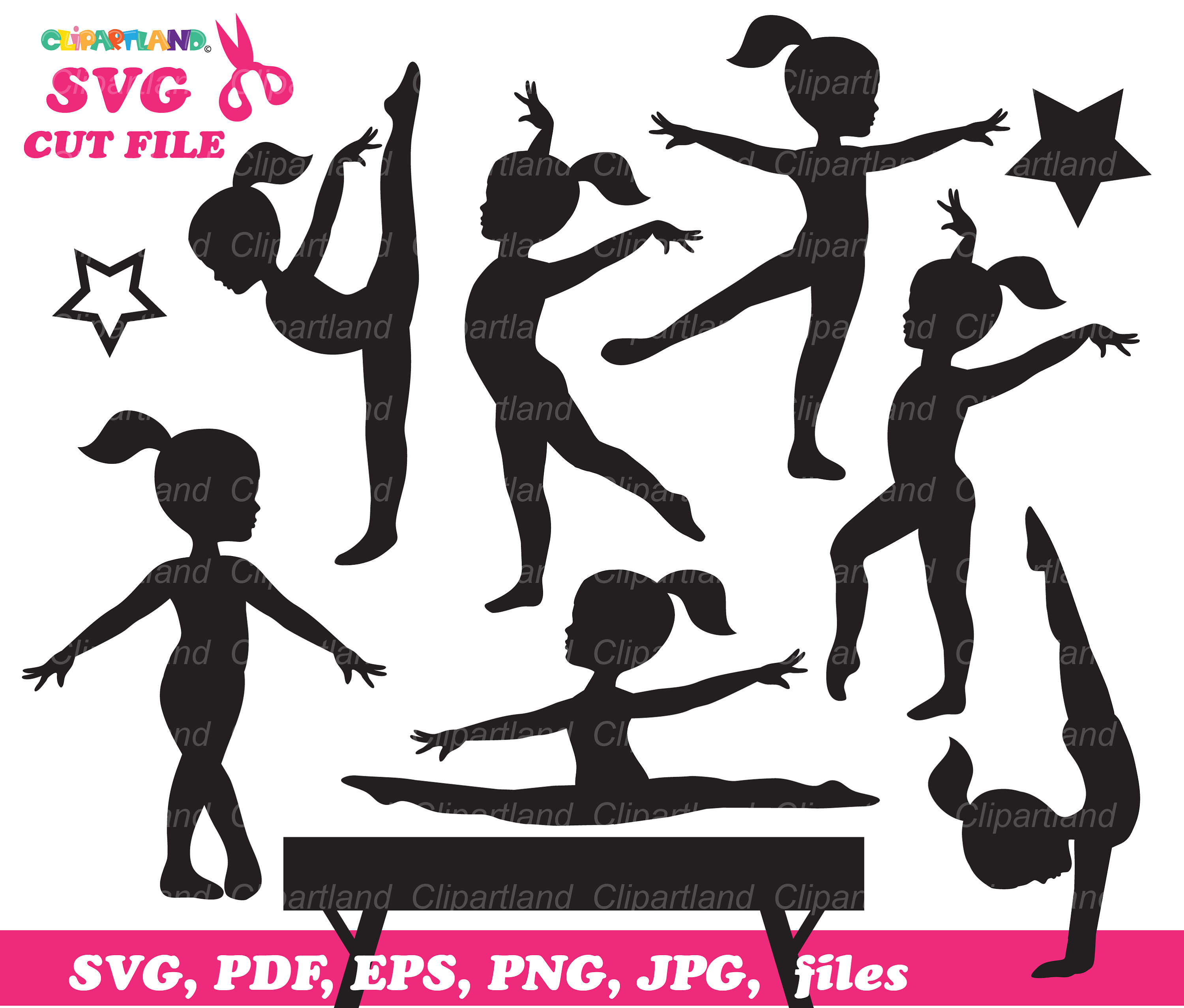 Drawing & Illustration Digital gymnast bundle svg gymnast girl