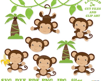 INSTANT Download. Monkey clip art. Svg cut files.  Cm_2. Personal and commercial use.