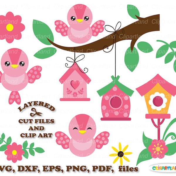 INSTANT Download. Cute little pink bird svg cut file and clip art. Commercial license is included ! B_1.