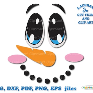 Descarga INSTANTÁNEA. Lindo archivo recortado y clip art de cara de muñeco de nieve. ¡Licencia comercial incluida! S_5.