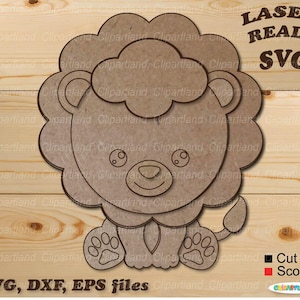 INSTANT Download. Cute sitting baby lion scored buildable and paintable kit svg. DIY  laser ready craft file  svg. L_1.