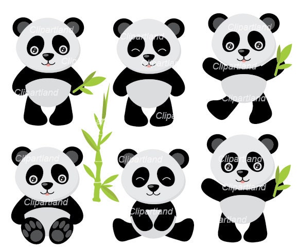 Cute Pandas Clip Art, Panda Clip Art, Panda Clipart, Cute Panda Clipart,  Kawaii Panda, Kawaii Clipart - pnd01