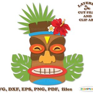 Directe download. Grappige tiki masker SVG gesneden bestand en illustraties. Commerciële licentie is inbegrepen! M_20.