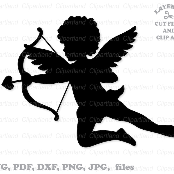 INSTANT Download. Cute Cupid silhouette svg cut file and clip art. Personal and commercial use. C_6.