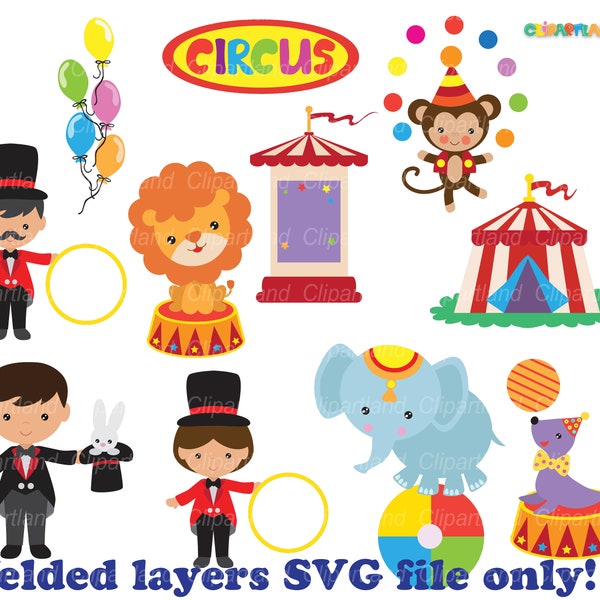 INSTANT Download. Retro circus bundle svg cut file. Personal and commercial use. C_7.