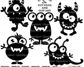 Cute Monster Silhouette SVG, Clip Art (Commercial License)