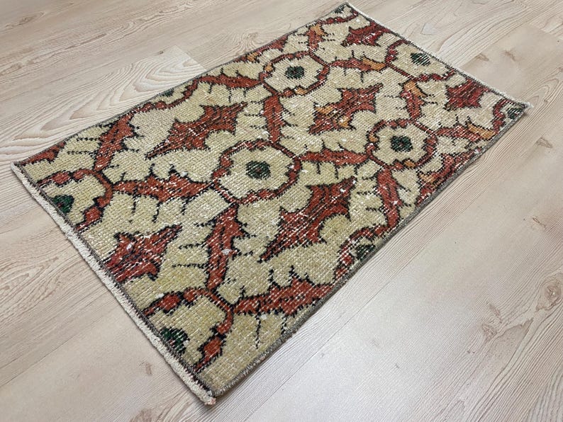 Turkish Rug Small Small Beige Rug, Turkish Mini Rug, Vintage Rug, Ethnic Rug, Tribal Rug ...