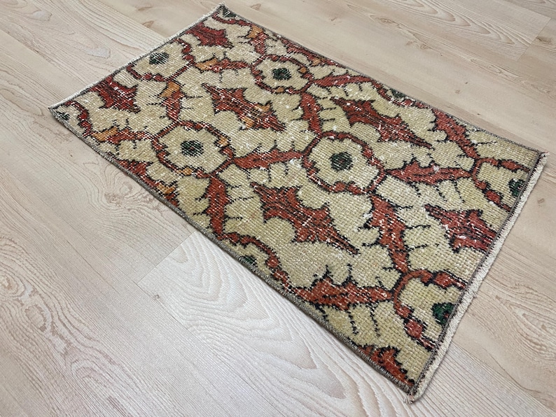 Turkish Rug Small Small Beige Rug, Turkish Mini Rug, Vintage Rug, Ethnic Rug, Tribal Rug ...