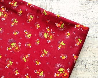 Vintage cotton fabric yellow red floral 3.3 yards in 1 listing boho fabric