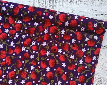 Uitstekende pailletten katoenen stof 0.8 werf marine blauw rood wit groene bloemen