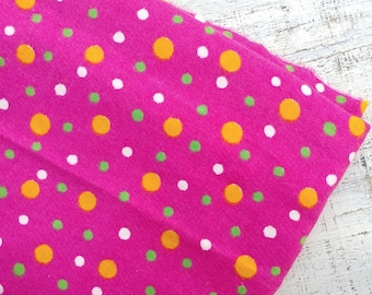 Vintage flannel cotton fabric 4.4 yards in 1 listing pink yellow green white polka dot boho bohemian spotty