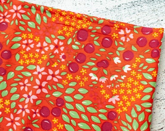 Vintage stof 3,3 yards in 1 lijst bloemen oranje rood groen hippie zigeuner boho