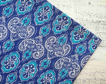 Vintage cotton fabric 4.8 yards in 1 listing blue white boho vintage fabric