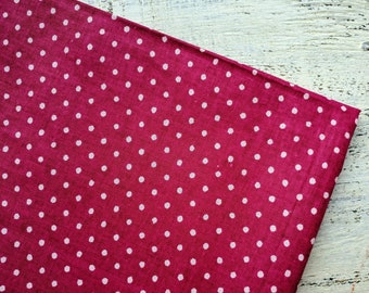 Vintage cotton fabric 3.3 yards in 1 listing  burgundy white polka dot