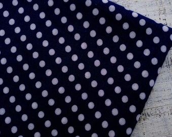 Vintage cotton fabric 4.3 yards in 1 listing navy blue white polka dot