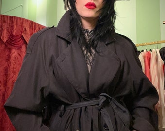 Vintage 80s Bill BLASS Black Trenchcoat