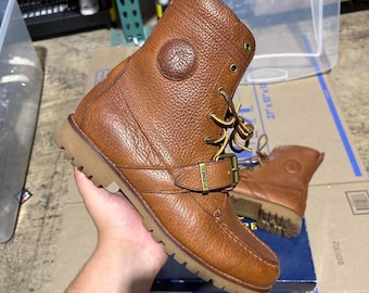 14. Polo Ralph Lauren Boots Brown Leather Lace Up Ankle Boots Size US 9 with box