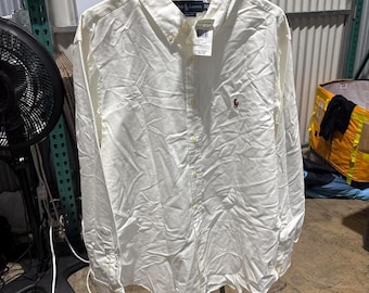 247.White Polo Ralph Lauren button-up shirt Size 17.5 BRAND NEW #preppy #classic