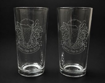 Juego de 2 vasos de cerveza Hop to it de 473 ml (16 oz)