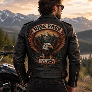 Custom Biker Leather Jacket – Eagle Back Patch Motorcycle Jacket for Riders