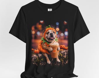 Camiseta de Halloween con diseño de bulldog inglés / Camiseta con estampado de bulldog inglés espeluznante / Regalo de disfraz de Halloween adorable