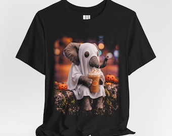 Camiseta de Halloween con diseño de elefante fantasma / Camiseta estampada de elefante fantasma espeluznante / Regalo de disfraz de Halloween adorable
