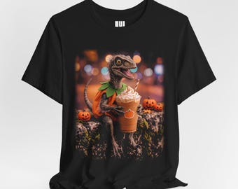 Camiseta de dinosaurio raptor para Halloween / Camiseta con estampado de dinosaurio raptor espeluznante / Regalo de disfraz de Halloween adorable