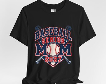 Camiseta de béisbol para mamás de último año 2027, camiseta con insignia de plato de home, regalo llamativo para mamás de béisbol de último año