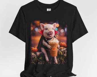 Camiseta de Halloween de Cerdo Vampiro / Camiseta estampada de Cerdo Vampiro espeluznante / Regalo de disfraz de Halloween adorable