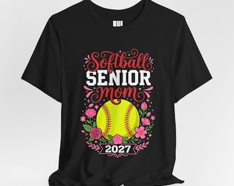 Camiseta para mamá de jugadora de sóftbol sénior 2027, camiseta con corona floral de rosas, regalo para mamá de jugadora de sóftbol sénior de la temporada 2027
