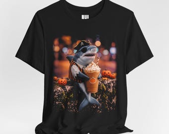 Camiseta de Halloween con tiburón / Camiseta con estampado de tiburón para Halloween / Regalo de disfraz de Halloween adorable