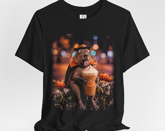 Camiseta de Halloween de la Bruja Capibara / Camiseta estampada de la Bruja Capibara espeluznante / Lindo regalo de disfraz de Halloween