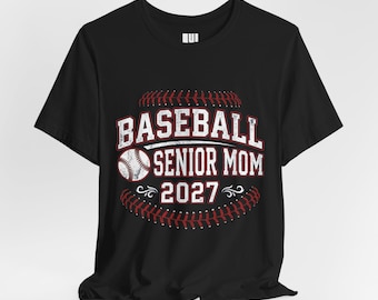 Camiseta de béisbol para mamás de último año 2027, camiseta con estampado grunge desgastado y costuras en forma de arco, regalo para la temporada de béisbol de último año