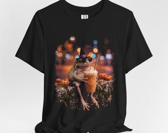 Camiseta de Halloween con diseño de rana bruja / Camiseta estampada de rana bruja espeluznante / Regalo de disfraz de Halloween adorable