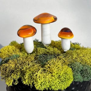 Mushroom Plant Stake SET OF 3 [Magical Amber & White]