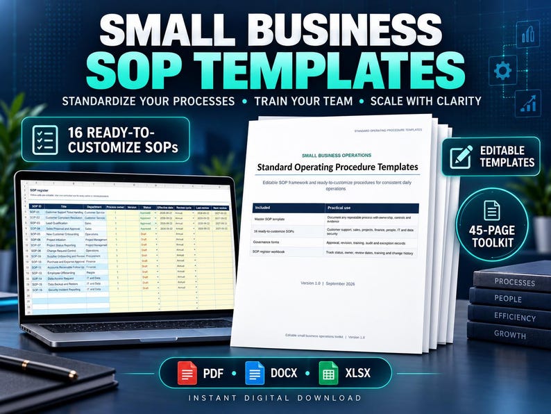 Excel Process Guide Template Small Business SOP Templates | 16 Standard Operating Procedures ...