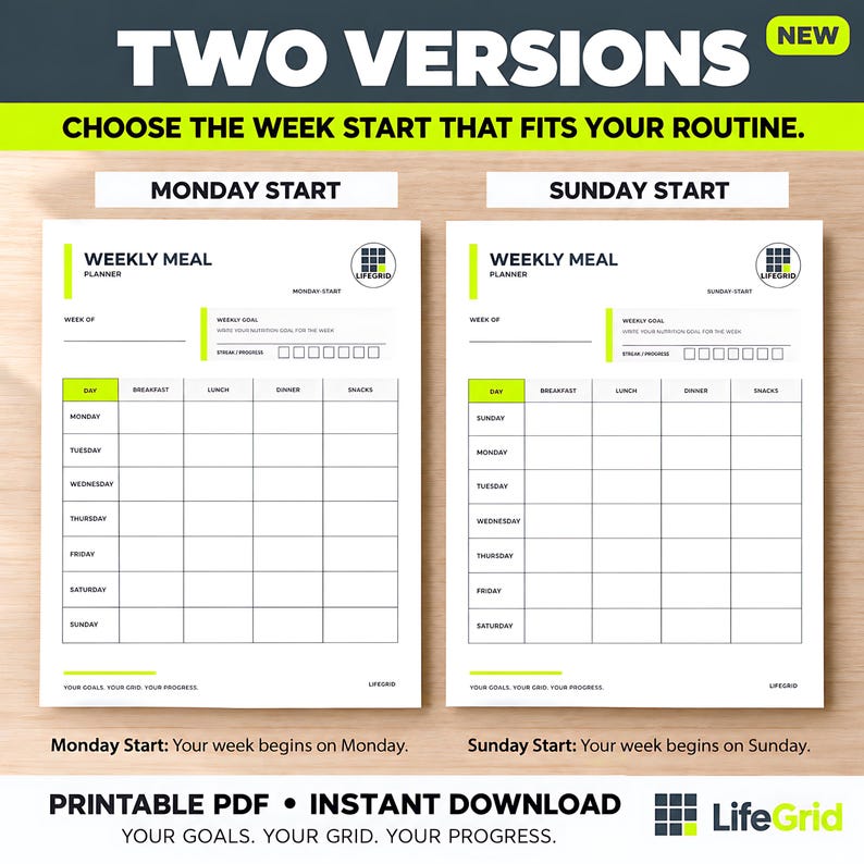 Weekly Meal Planner Printable With Grocery List, 4 Pages in 24 Pdfs ...