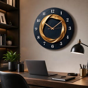 Guldfärgad spiralväggklocka, tyst kvarts modern minimalistisk inredning, elegant inflyttningspresent