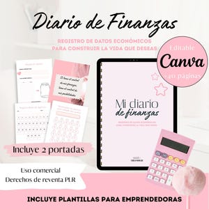 Diario de finanzas en español / Plantilla editable de Canva / Derechos de reventa PLR / Digital e imprimible / GoodNotes para iPad